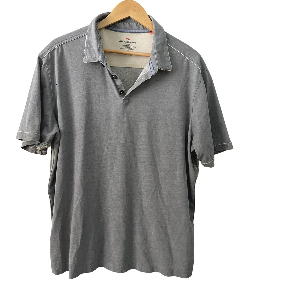 Tommy‎ Bahama Polo Shirt Mens XL Grey Island Modern Fit Pima Cotton Excellent